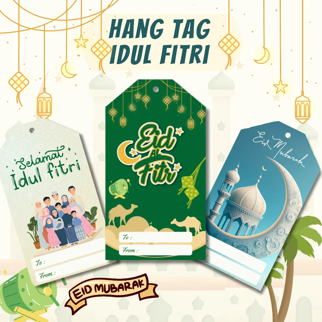 20pcs Hang Tag Lebaran / Hangtag Idul Fitri / Kartu Ucapan Mini Hari Raya / Tag Ramadhan