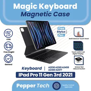 Magic Keyboard Touchpad For IPad Pro 11 M1 Gen 3rd 2021 11" Inch WiFi 5G LTE Model A2230 A2301 A2459 A2460 A2377 Casing Keyboard Trackpad Backlight RGB 7 Colour Magnetic Case Flip Cover Floating Wireless Bluetooth Bookcover Trifold Standing Slot Pen