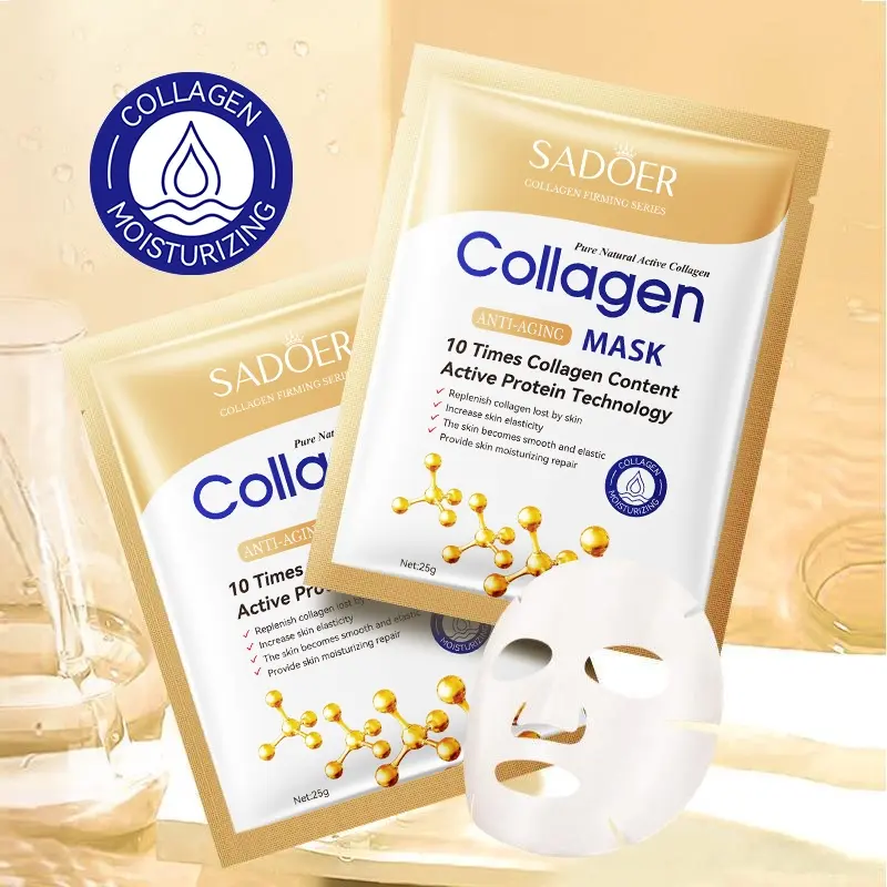 {BISA COD} Masker Collagen Anti Aging Sheet Mask | Masker Wajah Kolagen Anti Penuaan Dan Kerutan | Masker Pelembab Wajah Perawatan