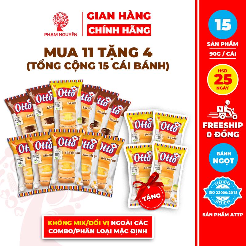 MUA 11 TẶNG 4 Tổng cộng 15 Gói Bánh Mì Otto Nhân Kem 90g | Bánh ăn sáng | Bánh mì 3 múi | Đồ ăn vặt