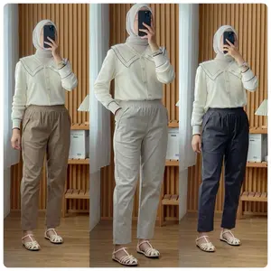 Celana Cino Wanita Bahan Melar Elastis Elasabeth Pants Celana Panjang Basic Kain Katun Standar Stretch Kulot Formal celana korea Loose Kantor Baggy Simple