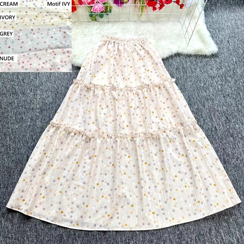 Rok Susun Korea Style Motif Bunga Kecil Cantik Kekinian 2
