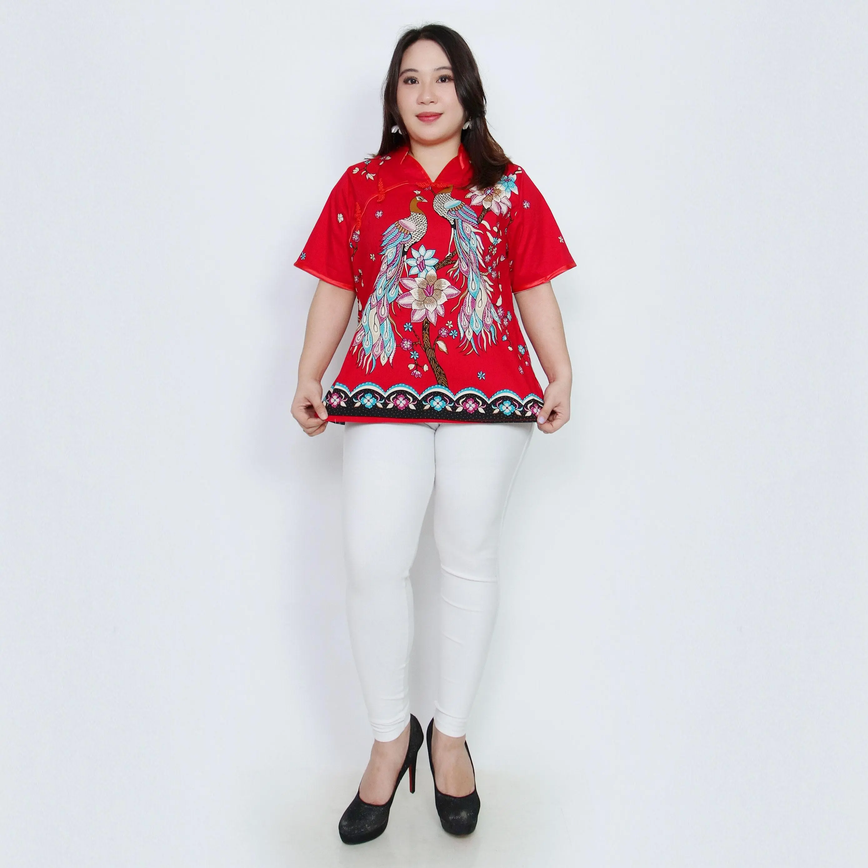 Atasan Cheongsam 331 Bigsize Wanita Batik Jumbo (LIMITED EDITION) Baju Kancing Katun Panjang