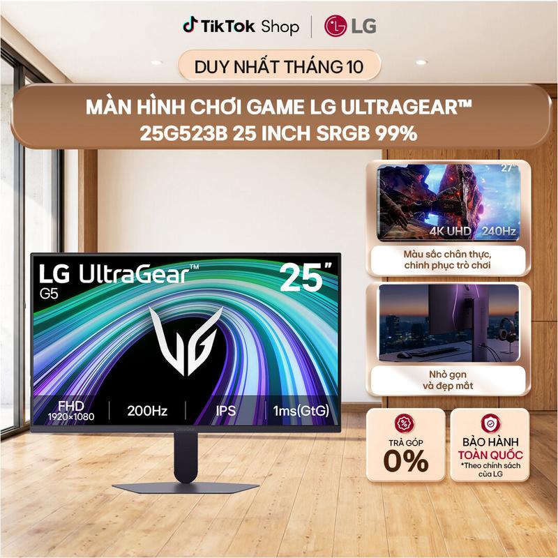 Màn hình Gaming LG UltraGear 25G523B 25 inch 200Hz FHD với thiết kế 4 cạnh siêu mỏng, sRGB 99%, HDR 10, 1ms MBR