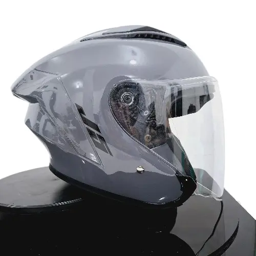Helm Kekinian Sanmory Half Face ST15 J5 MLA Gorila Grey Solid Visor Clear Premium (SNI) Dewasa Pria/Wanita Bisa COD -