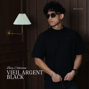 MENDIFF - Vieil Argent Boxy Tee Heavyweight Tshirt Black Coolbreeze