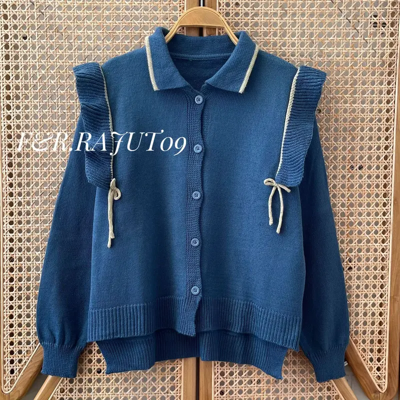 Alidah Cardigan Rajut Kancing Motif Tali Wanita Lengan Panjang Kekinian 1