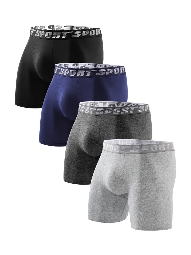 Product Introduction of 1/4 pack men's long boxer briefs, athletic fitness leggings, breathable and comfortable boxers 1