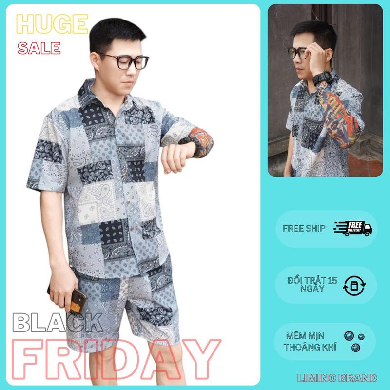 Bộ lụa nam hoạ tiết kết hợp hoa văn siêu hot hot trend thời trang biển 2025 chất liệu lụa mềm mịn mát lạnh pijama