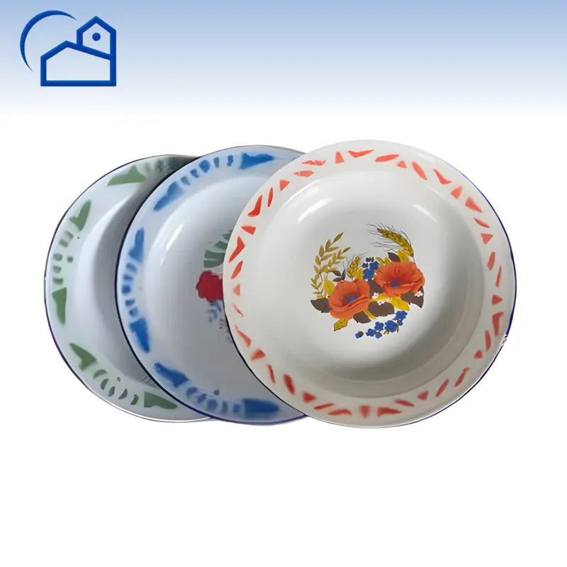 ALAT PIRING MAKAN SENG JADUL AYAM JAGO PIRING SENG ENAMEL BUNGA JADUL ENAMEL TEBAL 6