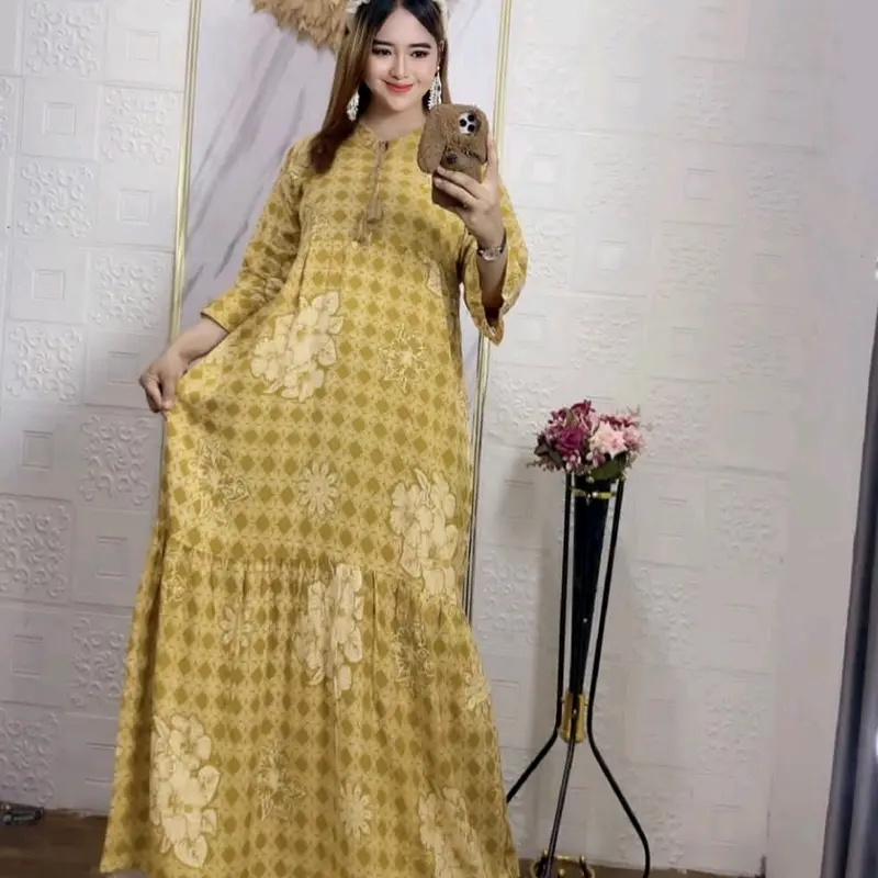 gamis rayon | gamis susun canda motif Bunga Casual Cantik Formal Motif Santai 8