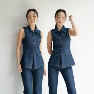 [ATASAN SAJA] Rhode Top [EastRose X Shannon Dorothea] The Denim Club Collection | Atasan Denim | Denim Top | Blouse Jeans Wanita Rompi Panjang