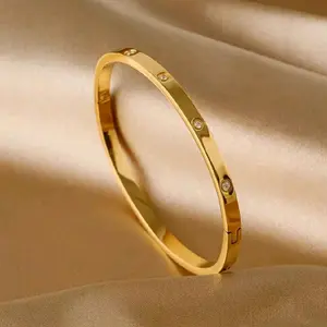 GELANG TITANIUM WANITA ANTI KARAT SLIM  UKURAN 14 -20 CM PERMATA DAN NON MATa