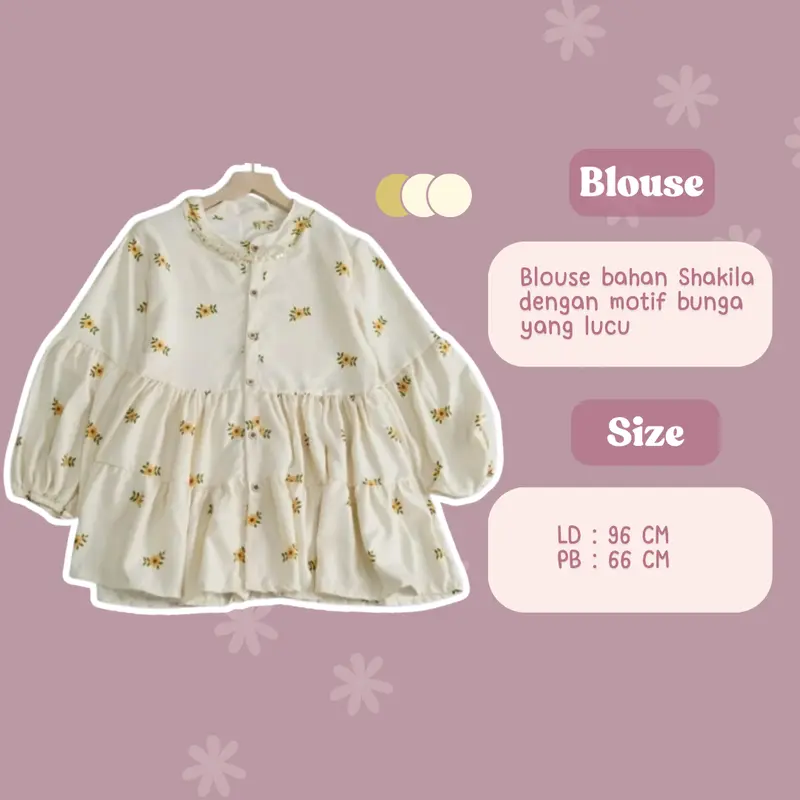 Setelan One Set Wanita 3in1 [ Atasan Blouse Bunga + Celana Cutbray + Hijab Segi Empat ] Baju Remaja LM055 3