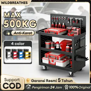 Reaim Troli Bengkel Rak 3 Susun Trolly Besi Trolley Gerobak Alat kabinet alat tiga lapis multi-fungsi rak ponsel perawatan mobil troli tipe laci