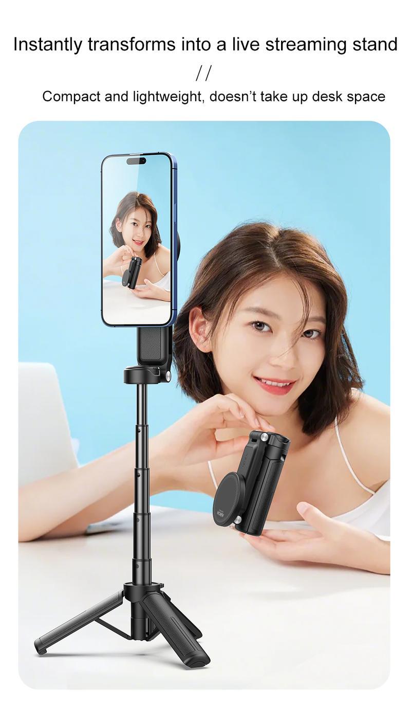 Product Introduction of 3-in-1 Magnetic Phone Grip，Magsafe phoneholder，Wonew Palm-Size Selfie Stick/Tripod，travel selfie portable，with Bluetooth remote， 15