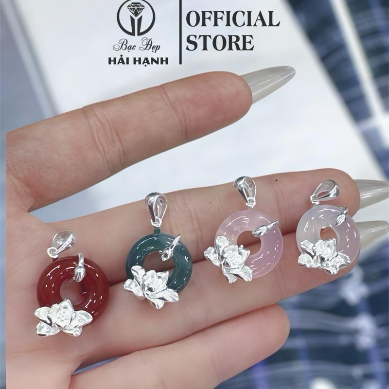 Mặt đồng điếu bọc hoa sen đá tự nhiên bình an may mắn Bạc Đẹp Hải Hạnh HHJ