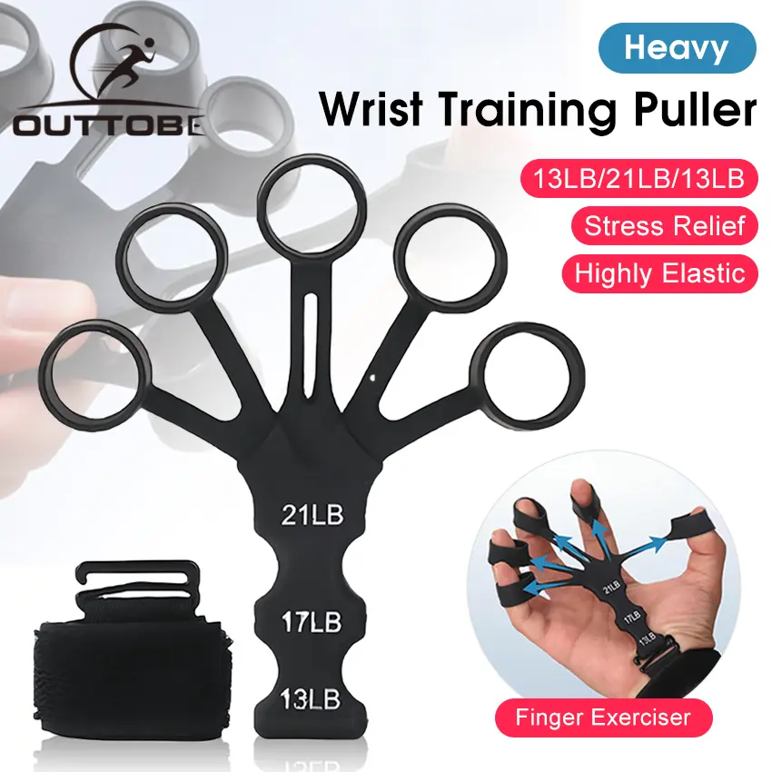 Outtobe Finger Trainer Finger Gripper Gripster Wrist Puller Grip Extension 6 Resistant Level Tools Exercise Strength Hand Finger Gripper Finger Strength Booster Guitar Piano Finger Trainer Silicone