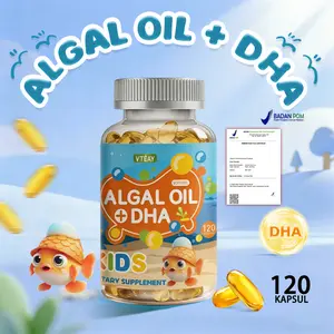 VTEAY Kids Algal Oil DHA | Dukung Fungsi Otak & Konsentrasi Anak | Jaga Kesehatan Mata Imun Tubuh | Tersedia 30 60 120 Butir