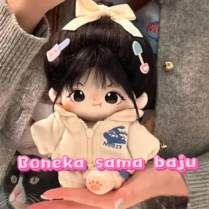 【Boneka + Pakaian】Ready Stock 20cm Cotton Doll with Skeleton, Plush Toy Doll ，Boneka Kapas Crazy and Cute Hair Doll, Non Attribute Naked Doll Set, Girl in Baby Clothes