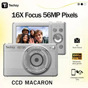 Techzy C15 Kamera Digital CCD Camera 56MP 16X Zoom 1080P Anda dapat mengambil foto dan video Cocok untuk siswa flash danfilter bawaan Anti Goyang Vlog kamera Kamera Pocket