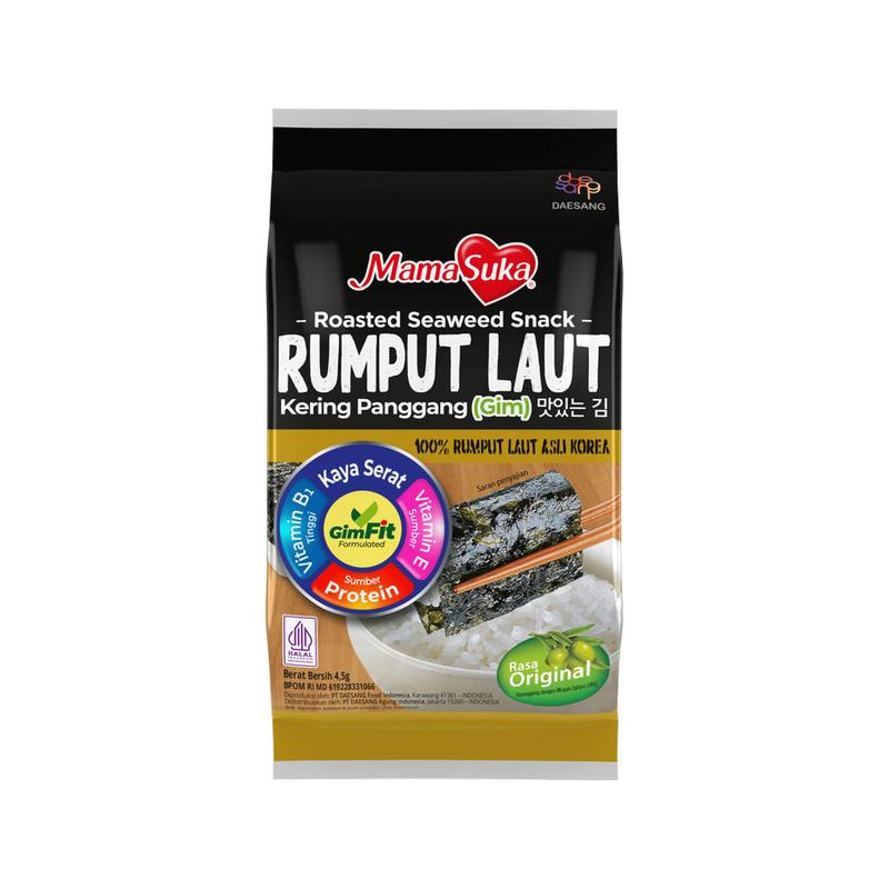 Mamasuka Roasted Seaweed Snack Rumput Laut (GIM) 9gr (4,5gr x 2) Original - 1pack 1