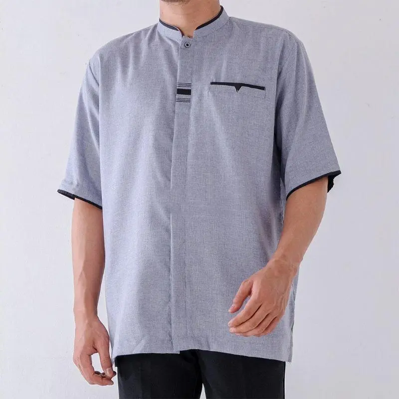 Baju Koko Kurta Lengan Pendek Bahan Katun Madinah Muslim 4