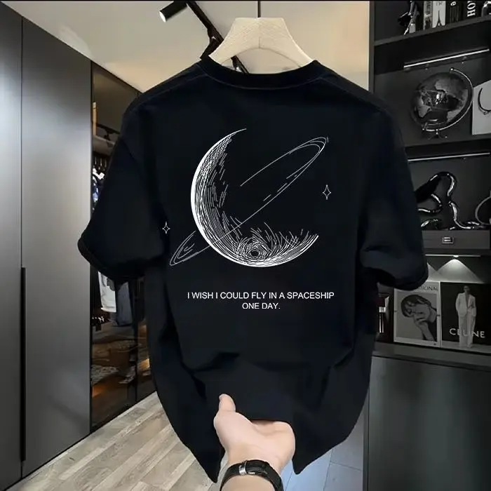 Men's Fashion Brand Short Sleeve T-shirt Men's Slim-Fitting Fashion Brand Summer 2023 New Trendy round Neck Men's T-shirt Menswear