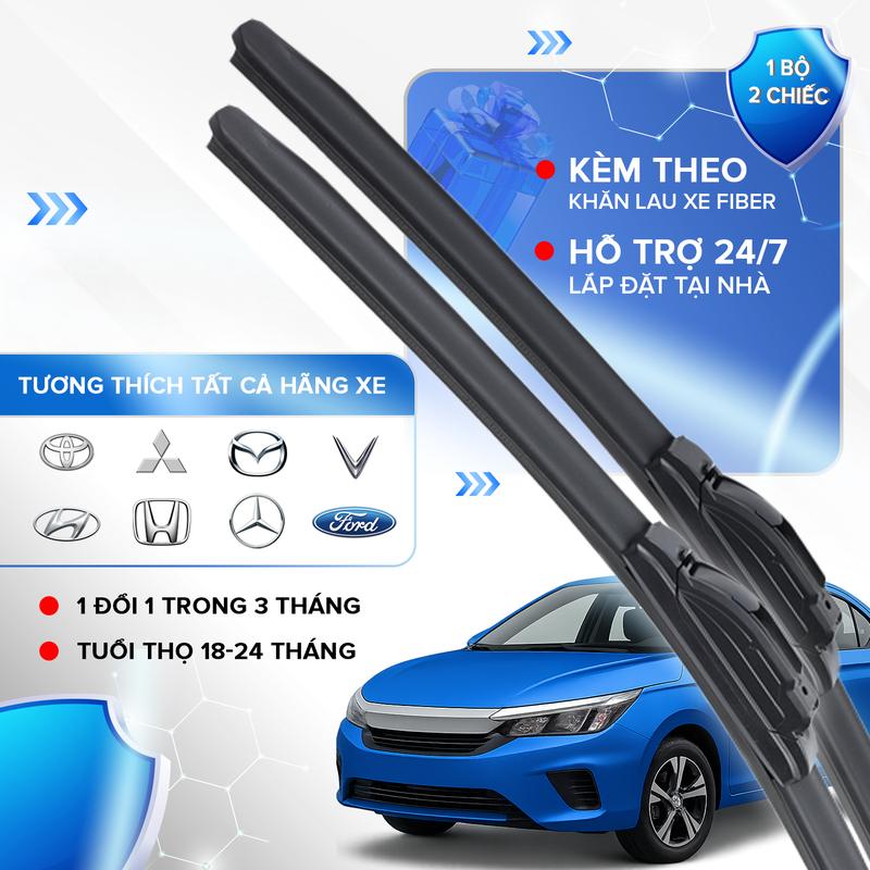Cần Gạt Mưa Ô Tô lưỡi gạt cao su tự nhiên Cho TOYOTA FORD KIA HUYNDAI HONDA MITSUBISHI NISSAN SUZUKI VINFAST MG MERCEDES LEXUS AUDI BMW Lắp Đặt Nhanh 3 Phút Bảo Hành 3 Tháng
