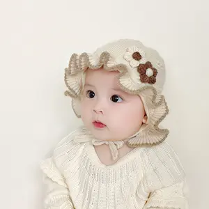 Topi Bayi RUFFLE FLOWERS TWIN New Model Korean Style Nyaman di Pakai dengan Desain Bunga Cantik dan Ruffle yang Menggemaskan