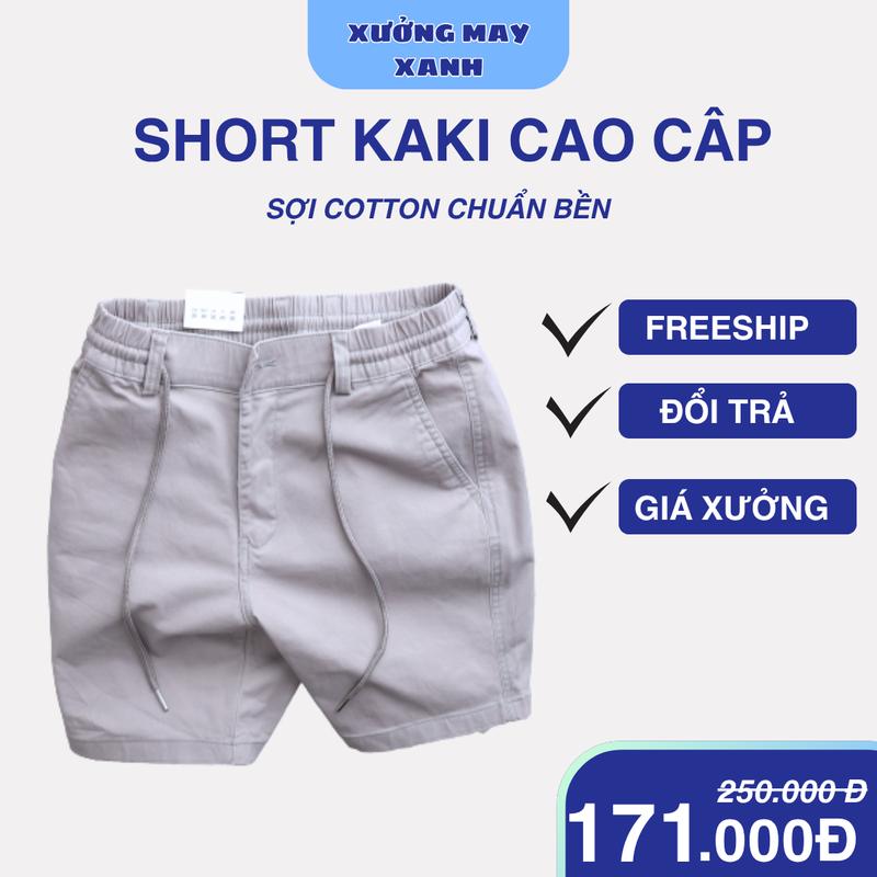 Quần Short Vải Kaki Lưng Thun Dây Rút Xưởng May Xanh Co Giãn Siêu Phẩm Mua Hè Mát Mẻ Menswear dễ mặc phom trên gối trẻ trung quan short vaicogian quần short lửng nam