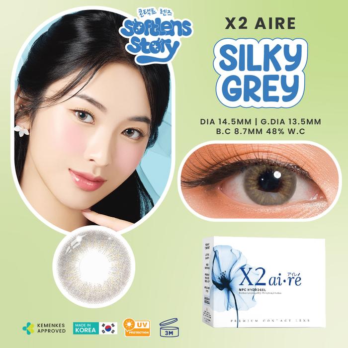 Gambar X2 AIRE Silky Grey Softlens Bulanan 14.5mm Color Contact Lens UV Blocking - X2 Aire Silky Grey, Normal dari Softlens Story Kota Administrasi Jakarta Pusat Tokopedia