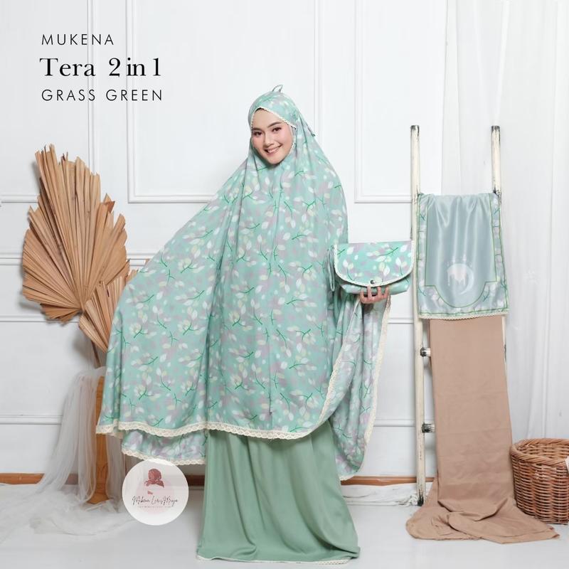 mukena rayon printing tera 2in1 (free tasbih) // cuci gudang last stock 2