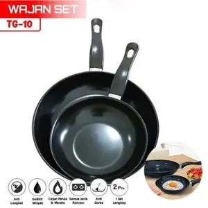 Teflon Frypan set 2in1 25cm 18cm isi 2pcs Fry Pan Kitchenware