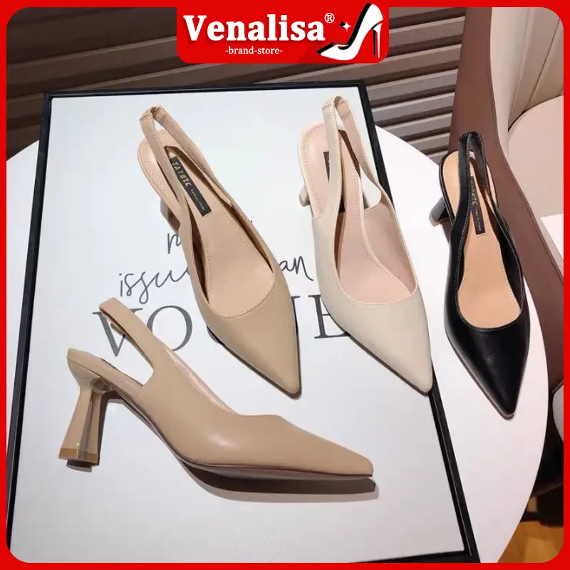 Korean High Heels Sandals Cone Work Leather Temperament Wedding Office High Heels Summer Shoes Pointed Women Girl Footwear Walking Shoes Decor Dress Nail Knee Tactical