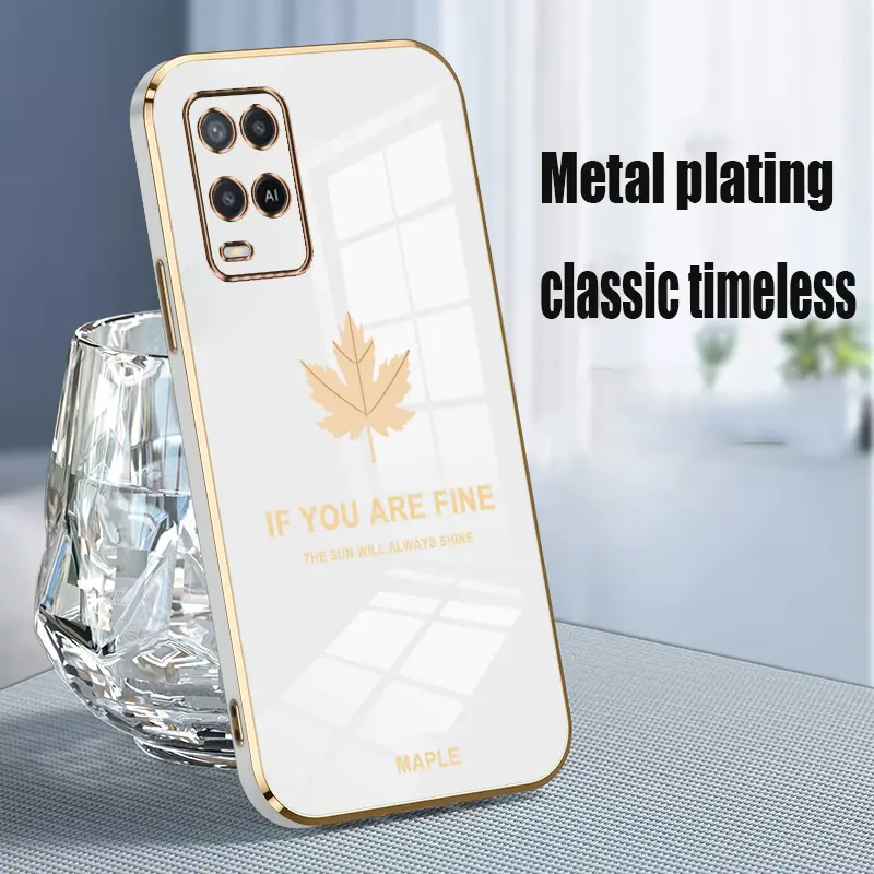 Casing telepon if you are fine daun maple Daun kuning phone case for OPPO A54 4G,Daun kuning pattern,cute,TPU material,Daun kuning,cover 5