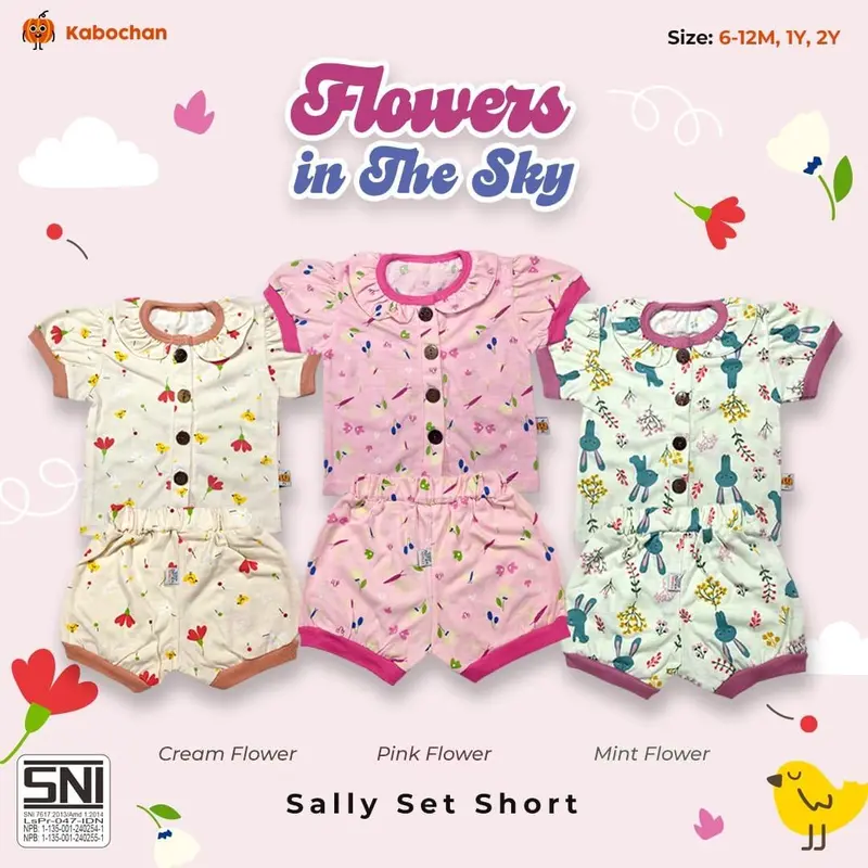 KABOCHAN baju bayi 3 pcs , DRESS BAYI 3 PCS  setelan pendek , setelan panjang , set evelyn size S M L LB XL 3