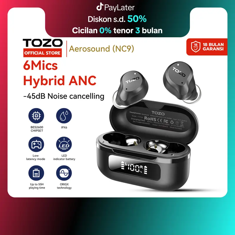 NEW LAUNCHING Tozo Aerosound (NC9) Tws Mics Hybrid ANC