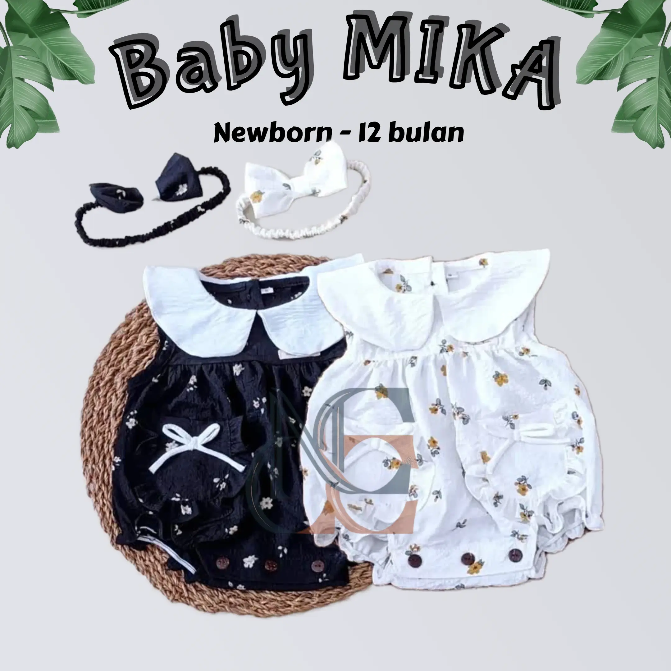 “NCC” New born - 12 bulan Jumper Baby Perempuan MIKA FREE Bando Set Romper Baju Bayi Cewek