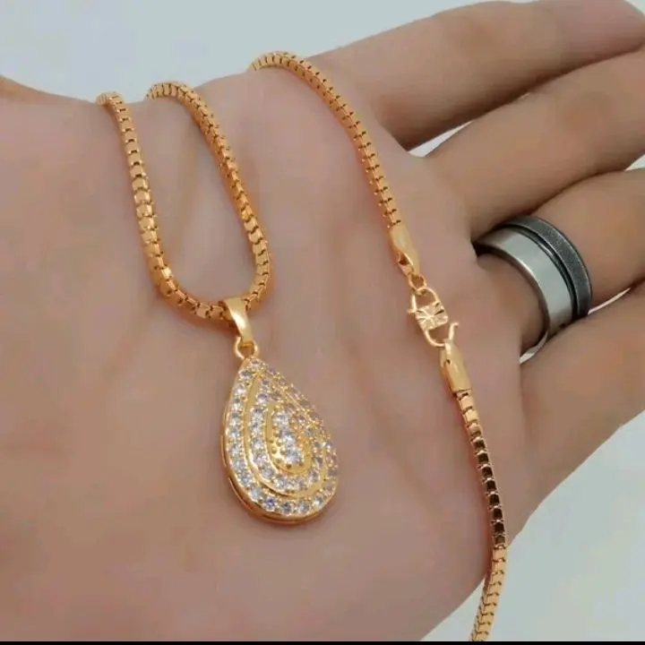 BISA COD PERHIASAN WANITA Kalung Milano Kaca Lapis Emas Pengait S + Liontin Permata Cantik...