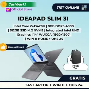 [FREE GIFT] LENOVO IDEAPAD SLIM 3i 14IRH10 INTEL CORE i5-13420H 8GB DDR5 512GB SSD 14"WUXGA IPS WIN11 OFFICE 2024 GARANSI RESMI [ 3PID ]