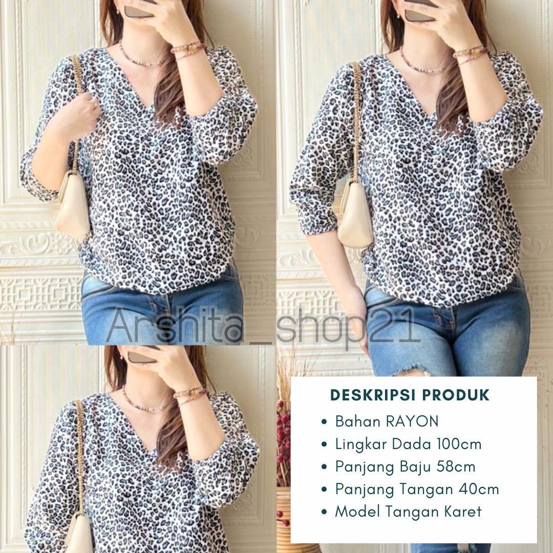 HANA [01] BLOUSE || [B01101] ATASAN WANITA TERLARIS BAHAN RAYON PREMIUM BLOUSE KEKINIAN LEHER V SIMPLE ELEGAN TANGAN 7/8 KARET MOTIF TERBARU