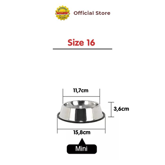 Gambar Mangkok Stainless Food Grade Alas Karet Anti Geser | Tempat Makan Anjing & Kucing - Mini (Size 16) dari Octagon Pet Indonesia Kota Surabaya 4 Tokopedia