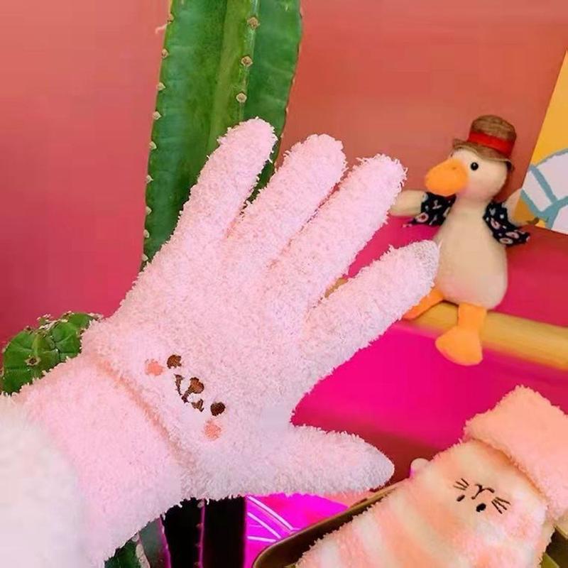 Găng Tay Len Lót Lông Cừu Cho Nữ, Dễ Thương, Gấu, Mùa Thu Và Mùa Đông, Để Lái Xe, Toàn Ngón Tay, Cho Nữ, Cho Màn Hình Cảm Ứng Bao Tay 7