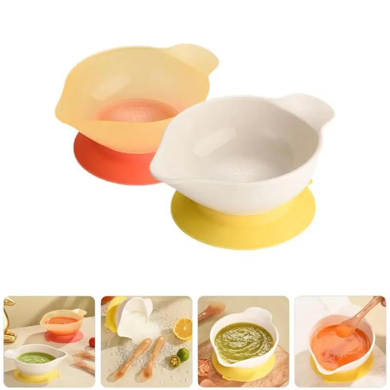 Bộ Bát Hút Cho Trẻ Em, Miệng Điểm, Cốc Hút Tích Hợp, Cấp Thực Phẩm, Chống Sốc, Thích Hợp Cho Trẻ Sơ Sinh, Bộ Đồ Ăn Tại Nhà, Bát Thức Ăn Cho Em Bé, Bát Mỏ Vịt 3