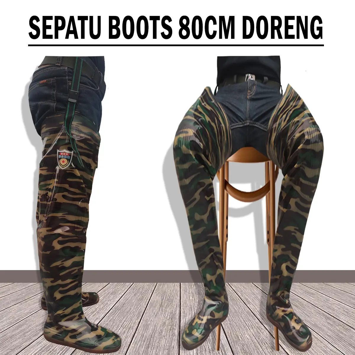 SEPATU BOOTS KARET PANJANG 80CM DORENG SEPATU SAWAH ANTI KEONG PETANI PANJANG PRIA