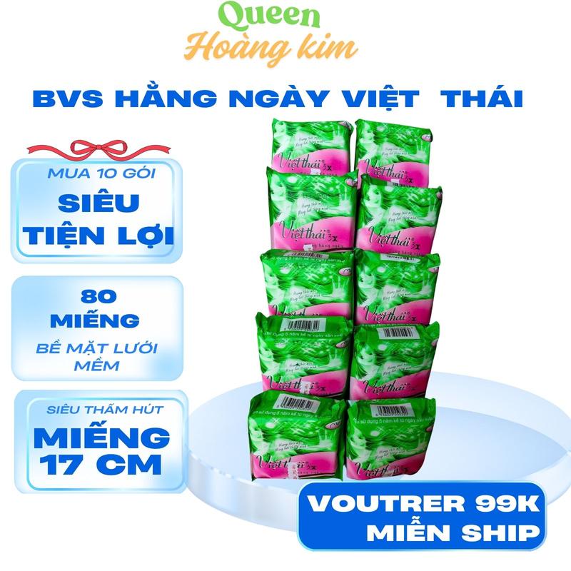 10 Gói Băng Vệ Sinh Hằng Ngày Việt Thái Gói 8 Miếng 17cm Bề Mặt Bông Gòn Nữ Women