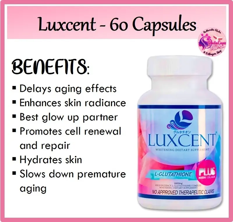 luxcent glutathione benefits Luxcent Glutathione 60 Capsules & Pure Beauty Collagen 100g
