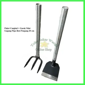 Satu Set Cangkul Mini+Garuk Mini Gagang Pipa Besi anti copot alat berkebun