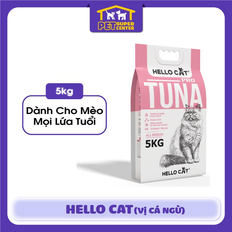Hạt Cho Mèo HELLO CAT TUNA Thức Ăn Cho Mèo Hương Vị Cá Ngừ - Túi 5kg cám  mèo